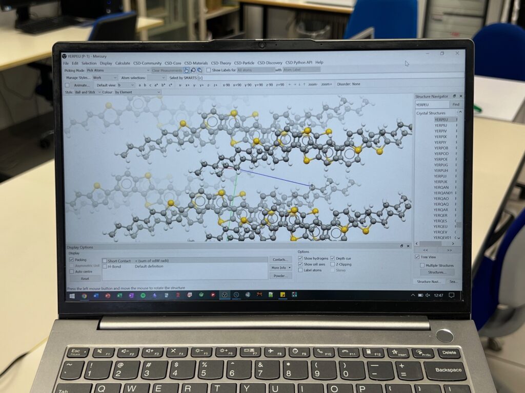 computer screen with molecules