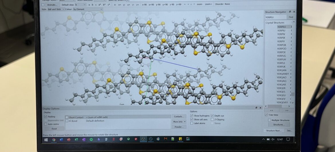 computer screen with molecules