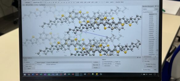 computer screen with molecules