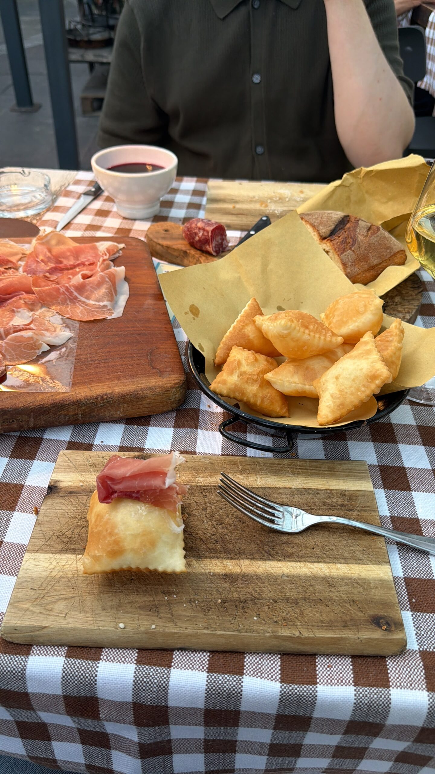 Parma food including torta fritta and prosciutto