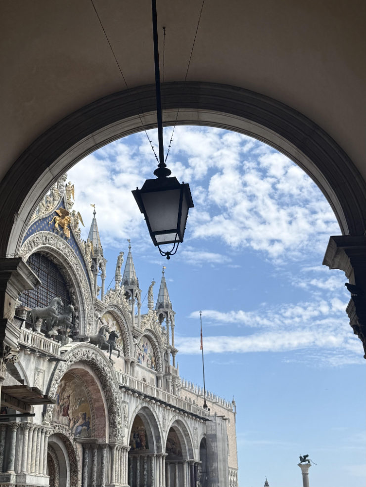 Basilica di San Marco seen through an archway in Venice